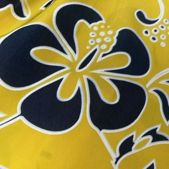 Kennington LTD Mens XL Hawaiian Shirt Yellow/Blue Tropical Floral Vacation *read - Picture 5 of 9